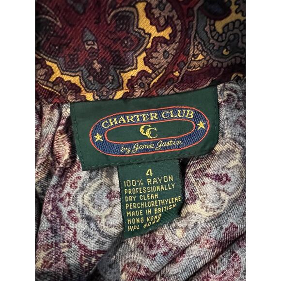 Vintage 80s Charter Club Midi Skirt Classic Pleated Paisley Print - Picture 5 of 5